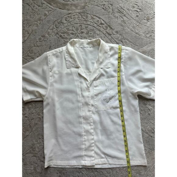 Vintage White Embroidered Crest Blouse Nautical Button Shirt Women M 90s Style - Picture 6 of 6